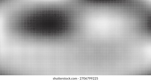 Textura de degradado semitono punteado. Fondo de lunares desapareciendo. Fondo de patrón de gradación de puntos repetitivos. Fondo de superposición de arte pop cómico de desvanecimiento negro. Fondo de pantalla de efecto ráster. semitono de Vector