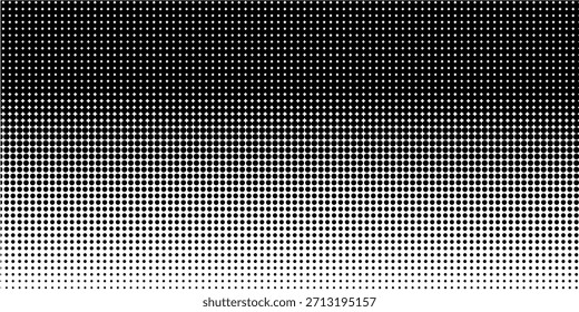 Dotted halftone gradient texture. Vanishing polka dot background. Repeating dots gradation pattern background. Black fading comic pop art overlay backdrop. Halftone raster effect wallpaper. Vector