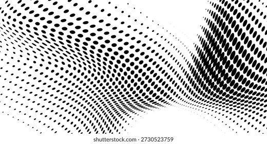 Textura de gradiente de meio-tom pontilhado. Plano de fundo de ponto de polca de fuga. Padrão de gradação de pontos de repetição background.eps 10