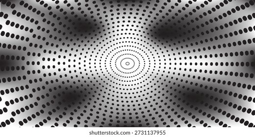 Textura de degradado semitono punteado. Fondo de lunares desapareciendo. Fondo de patrón de gradación de puntos repetitivos. Fondo de superposición de arte pop cómico de desvanecimiento negro. Fondo de pantalla de efecto ráster. semitono de Vector