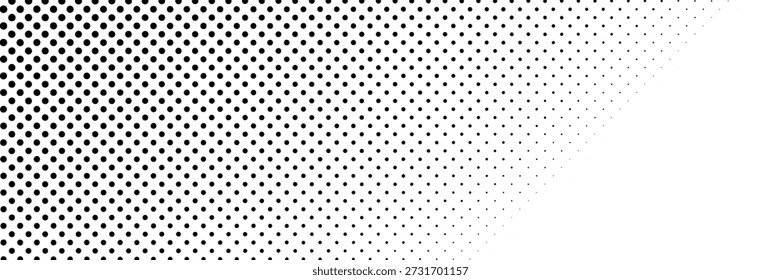 Textura de degradado semitono punteado. Fondo de lunares desapareciendo. Fondo de patrón de gradación de puntos repetitivos. 