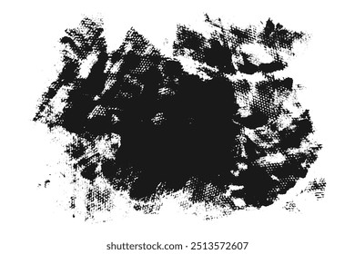 Textura negra del grunge del semitono punteado aislada en el fondo blanco