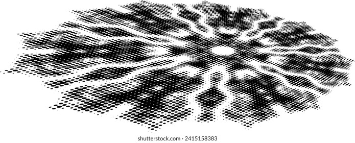 Dotted halftone mandala tilted towards the horizon. Vector.