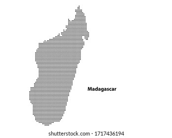 Dotted halftone map of Madagascar isolated on white background - vector illustration