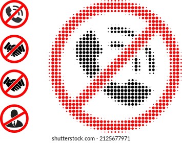 Dotted halftone no phone calls icon, and original icons. Vector halftone collage of no phone calls icon done of round dots.