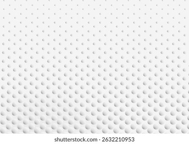 Padrão de meio-tom pontilhado. Textura branca e cinza com círculos 3d. Fundo abstrato futurista. Conceito de luz limpa mínima. Superfície digital com pontos