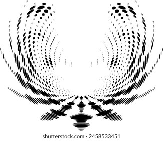 Dotted halftone revival wings with shift effect. Vector.
