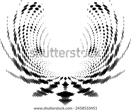Dotted halftone revival wings with shift effect. Vector.
