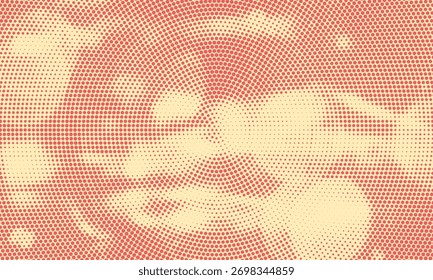 Dotted halftone texture background. Black and white pop art gradient overlay. Fading grunge gritty noise wallpaper. Weathered pixelated comic backdrop. Vector bitmap subtle vanishing surface retro