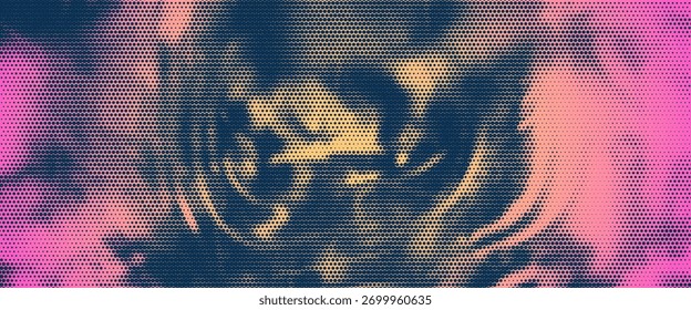 Fondo de textura de semitono punteado. Superposición de degradado de arte pop en blanco y negro. Fondo de pantalla gritty ruidoso de grunge que se desvanece. Telón de fondo de cómic pixelado erosionado. Vector mapa de bits sutil superficie de desvanecimiento retro