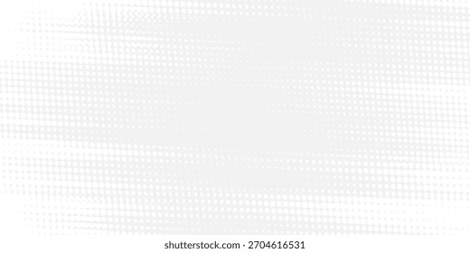 Plano de fundo de textura de meio-tom pontilhado. Sobreposição de gradiente de pop art em preto e branco. Papel de parede de ruído de grunge desvanecendo. O pano de fundo dos quadrinhos pixelados. Superfície de fuga sutil do bitmap de vetor