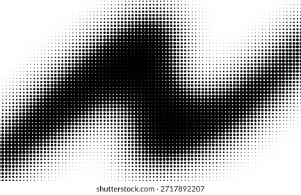 Dotted halftone texture background. Black and white pop art gradient overlay. Fading grunge gritty noise wallpaper. Weathered pixelated comic backdrop. Vector bitmap subtle vanishing surface retro