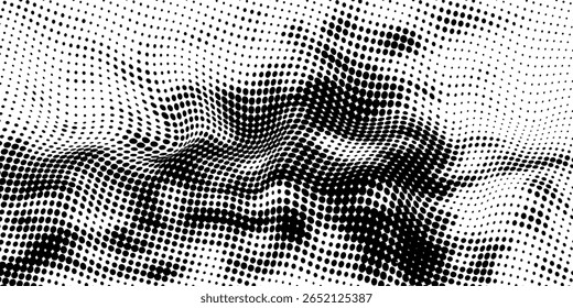 Dotted halftone texture background. Vanishing grunge gritty noise wallpaper. Black pop art gradient overlay. Weathered pixelated raster comic backdrop vector