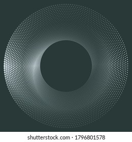 Dotted Halftone Vector Spiral Circle Pattern or Texture. Stipple Dot Backgrounds with Ellipses