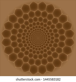 Dotted Halftone Vector Spiral Color Pattern or Texture. Stipple Dot Backgrounds with hexagons