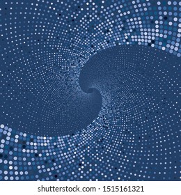 Dotted Halftone Vector Spiral Color Pattern or Texture. Stipple Dot Backgrounds with Black Circles
