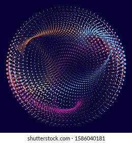 Dotted Halftone Vector Spiral Color Pattern or Texture. Stipple Dot Backgrounds with Color Circles