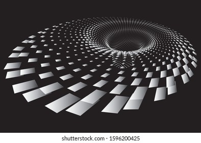 Dotted Halftone Vector Spiral Color Pattern or Texture. Stipple Dot Backgrounds with rectangles