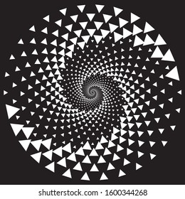 Dotted Halftone Vector Spiral Color Pattern or Texture. Stipple Dot Backgrounds with Triangles