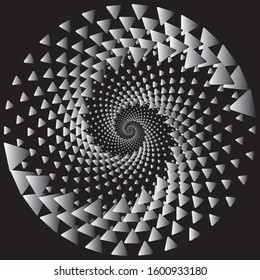 Dotted Halftone Vector Spiral Color Pattern or Texture. Stipple Dot Backgrounds with Triangles