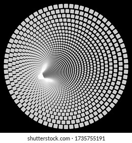 Patrón de color espiral vectorial de semitono con puntos o textura. Fondos de puntos rígidos con rectángulos