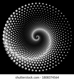Patrón de color espiral vectorial de semitono con puntos o textura. Fondos de puntos rígidos con hexagones