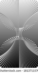 Dotted Halftone Vector Spiral Color Pattern or Texture. Stipple Dot Backgrounds with hexagones. Modern screen vector design for mobile