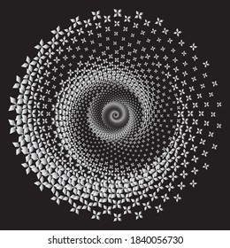 Dotted Halftone Vector Spiral Color Pattern or Texture. Stipple Dot Backgrounds with rectangles