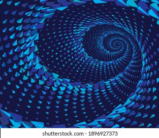 Patrón de color espiral vectorial de semitono con puntos o textura. Fondos de puntos rígidos con triángulos