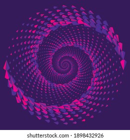 Dotted Halftone Vector Spiral Color Pattern or Texture. Stipple Dot Backgrounds with Triangles