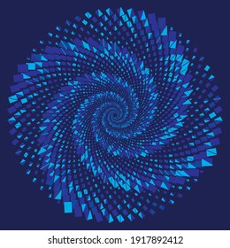 Dotted Halftone Vector Spiral Color Pattern or Texture. Stipple Dot Backgrounds with Triangles