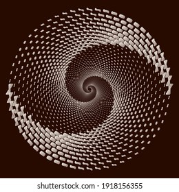 Dotted Halftone Vector Spiral Color Pattern or Texture. Stipple Dot Backgrounds with rectangles