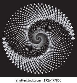 Dotted Halftone Vector Spiral Color Pattern or Texture. Stipple Dot Backgrounds with rectangles