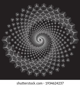 Dotted Halftone Vector Spiral Color Pattern or Texture. Stipple Dot Backgrounds with rectangles