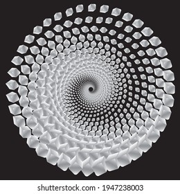 Patrón de color espiral vectorial de semitono con puntos o textura. Fondos Stipple Dot con cubos