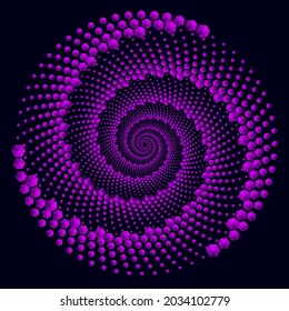 Dotted Halftone Vector Spiral Color Pattern or Texture. Stipple Dot Backgrounds with hexagones
