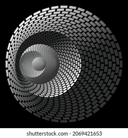Patrón de color espiral vectorial de semitono con puntos o textura. Fondos de puntos rígidos con rectángulos