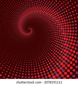 Patrón de color espiral vectorial de semitono con puntos o textura. Fondo de punto rígido con círculos de color