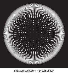 Dotted Halftone Vector Spiral Pattern or Texture. Stipple Dot Backgrounds with Black Circles