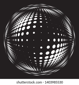 Dotted Halftone Vector Spiral Pattern or Texture. Stipple Dot Backgrounds with Black Circles