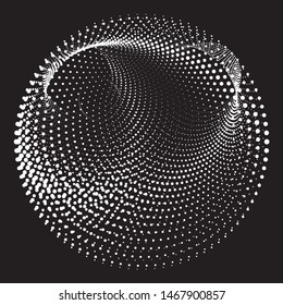 Dotted Halftone Vector Spiral Pattern or Texture. Stipple Dot Backgrounds with white Circles