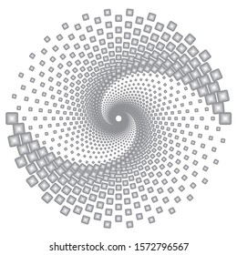 Dotted Halftone Vector Spiral Pattern or Texture. Stipple Dot Backgrounds with Gray rectangles