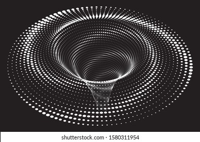 Dotted Halftone Vector Spiral Pattern or Texture. Stipple Dot Backgrounds with White Circles