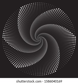 Dotted Halftone Vector Spiral Pattern or Texture. Stipple Dot Backgrounds with White Circles