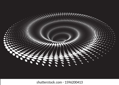 Dotted Halftone Vector Spiral Pattern or Texture. Stipple Dot Backgrounds with White Ellipses