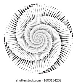 Dotted Halftone Vector Spiral Pattern or Texture. Stipple Dot Backgrounds with Ellipses