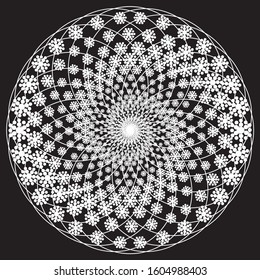 Dotted Halftone Vector Spiral Pattern or Texture. Stipple Dot Backgrounds with White Circles