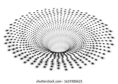 Dotted Halftone Vector Spiral Pattern or Texture. Stipple Dot Backgrounds with Spirals