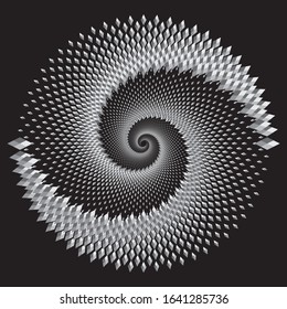 Dotted Halftone Vector Spiral Pattern or Texture. Stipple Dot Backgrounds with Rhombus