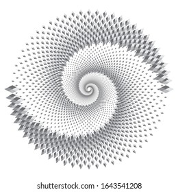 Dotted Halftone Vector Spiral Pattern or Texture. Stipple Dot Backgrounds with Rhombus